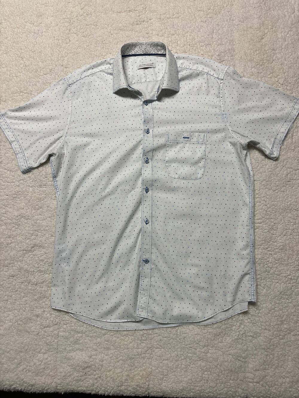 Men’s FINE Marcello Polka Dot Polo size L‎ Italian Fabric! Ships Fast!!